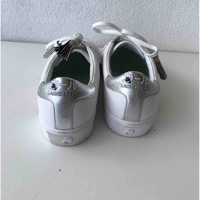 Pre-owned Karl Leather Trainers In White