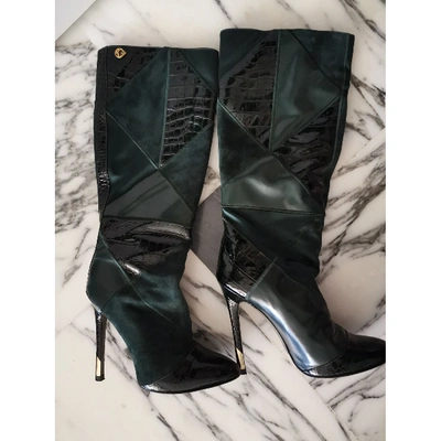 Pre-owned Versace Leather Boots In Green