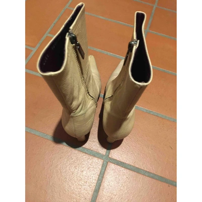 Pre-owned Bruno Magli Leather Ankle Boots In Beige