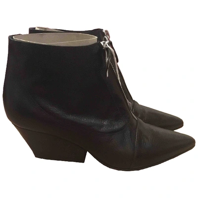 Pre-owned Lella Baldi Leather Ankle Boots In Black