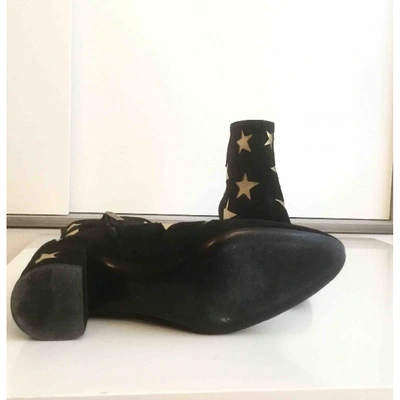Pre-owned Saint Laurent Loulou Ankle Boots In Black