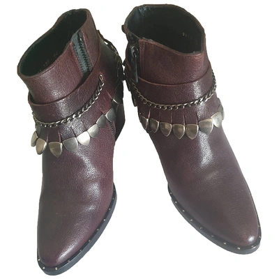 Pre-owned Freda Salvador Leather Ankle Boots In Brown