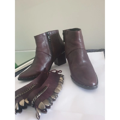 Pre-owned Freda Salvador Leather Ankle Boots In Brown