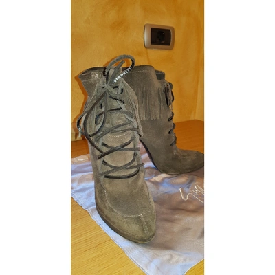 Pre-owned Giuseppe Zanotti Lace Up Boots In Grey