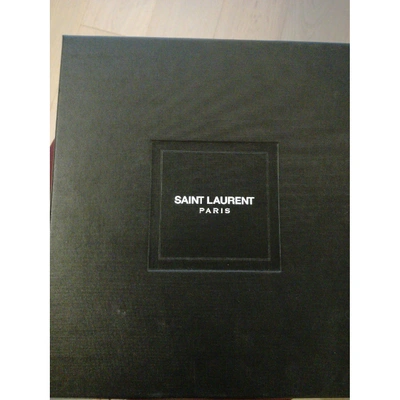 Pre-owned Saint Laurent Mica Black Python Ankle Boots