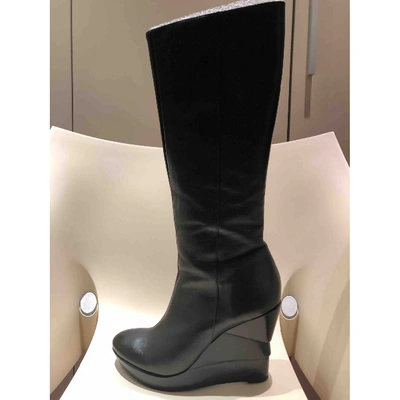 Pre-owned Diane Von Furstenberg Leather Riding Boots In Black