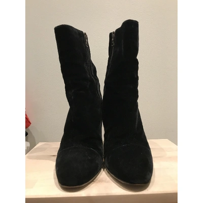 Pre-owned Dries Van Noten Black Velvet Ankle Boots