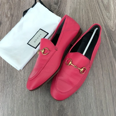Pre-owned Gucci Brixton Leather Flats In Pink