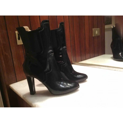 Pre-owned Moschino Leather Ankle Boots In Black