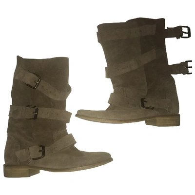 Pre-owned Maje Buckled Boots In Beige