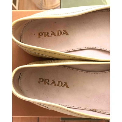 Pre-owned Prada Patent Leather Flats In Green