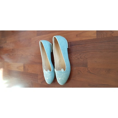 Pre-owned Charlotte Olympia Blue Cloth Flats