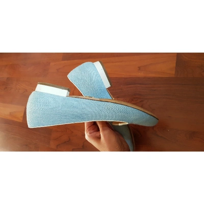 Pre-owned Charlotte Olympia Blue Cloth Flats
