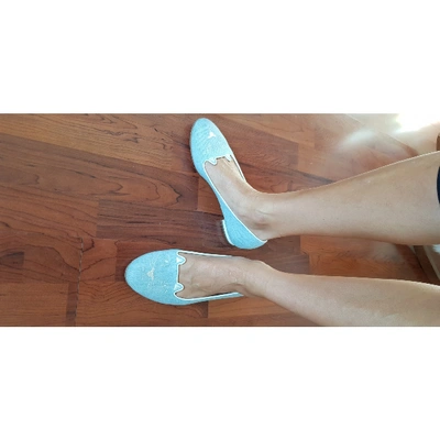 Pre-owned Charlotte Olympia Blue Cloth Flats