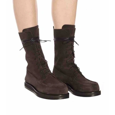 Pre-owned The Row Patty Boots In Brown