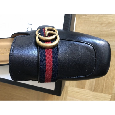 Pre-owned Gucci Marmont Black Leather Sandals