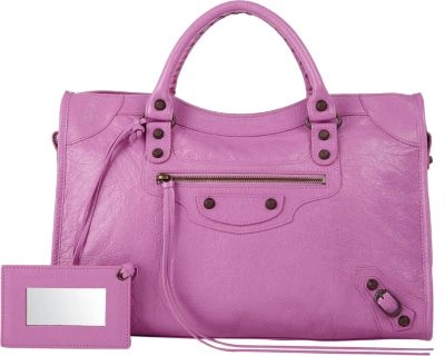 Balenciaga Arena Leather Classic City Bag In Light Pink