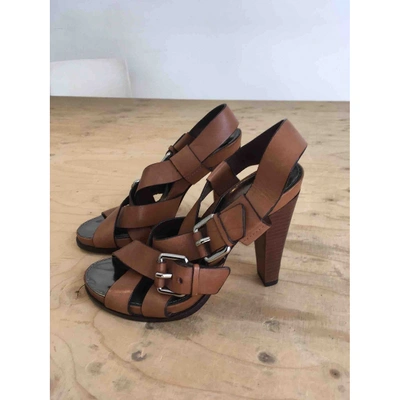 Pre-owned Theory N Camel Leather Sandals