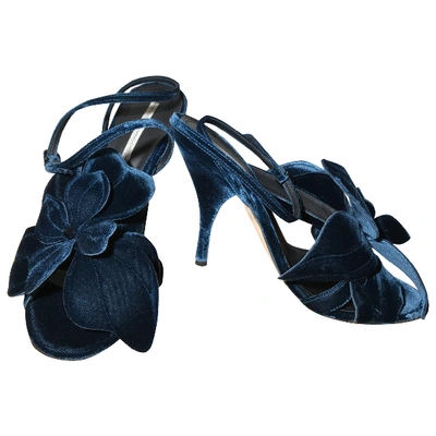 Pre-owned Marco De Vincenzo Blue Velvet Sandals