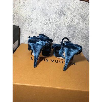 Pre-owned Marco De Vincenzo Blue Velvet Sandals