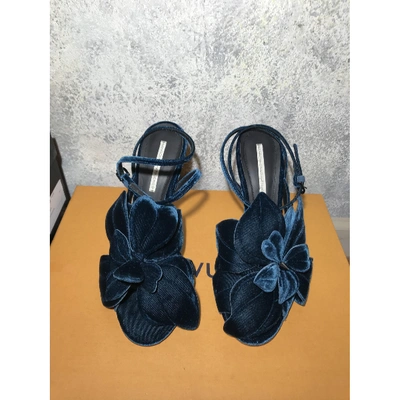 Pre-owned Marco De Vincenzo Blue Velvet Sandals