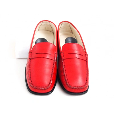 Pre-owned Tod's Red Leather Flats