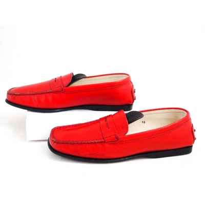 Pre-owned Tod's Red Leather Flats