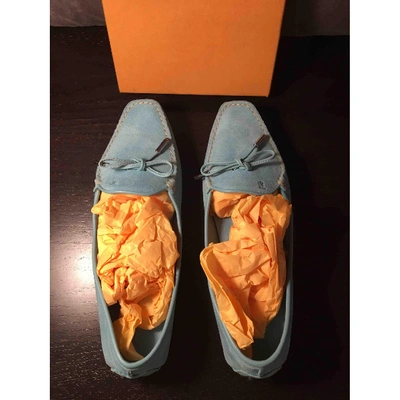 Pre-owned Tod's Gommino Flats In Turquoise