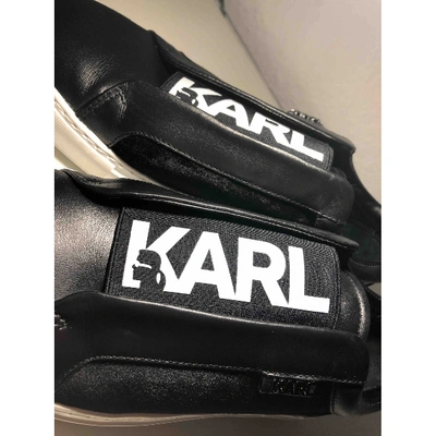 Pre-owned Karl Velvet Trainers In Black
