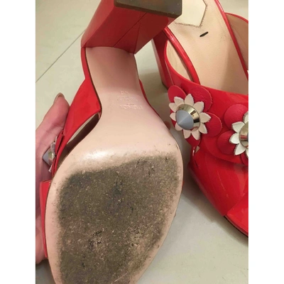 Pre-owned Fendi Leather Mules In Red