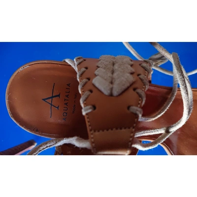 Pre-owned Aquatalia Leather Sandals In Beige