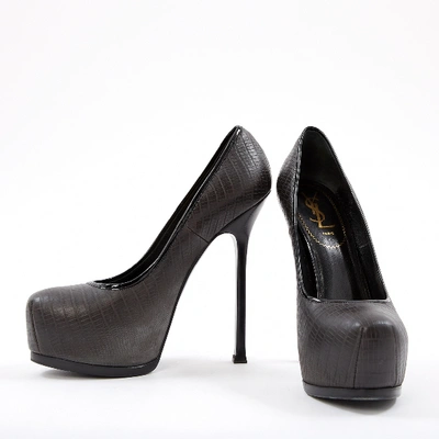 Pre-owned Saint Laurent Trib Too Leather Heels In Black