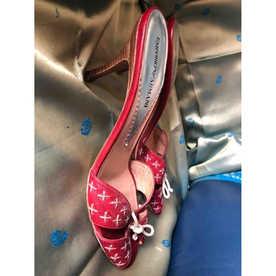 Pre-owned Emporio Armani Leather Mules In Red