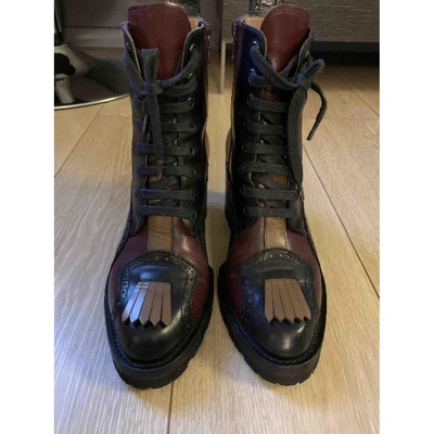 Pre-owned Dries Van Noten Burgundy Leather Ankle Boots