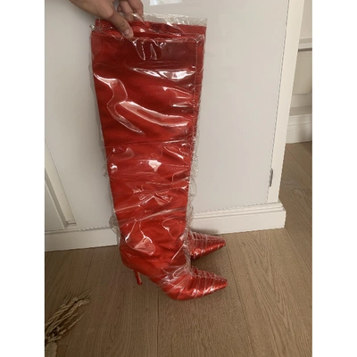 Pre-owned Off-white Cloth Boots In Red