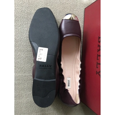 Pre-owned Bally Leather Ballet Flats In Burgundy