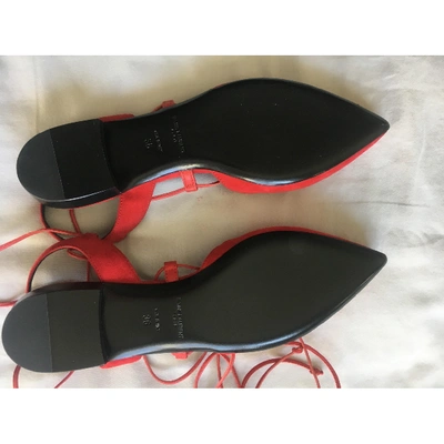 Pre-owned Saint Laurent Red Suede Ballet Flats