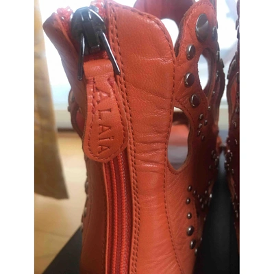Pre-owned Alaïa Leather Sandal In Orange