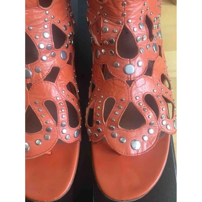Pre-owned Alaïa Leather Sandal In Orange
