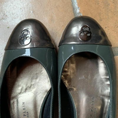 Pre-owned Philipp Plein Patent Leather Ballet Flats In Green