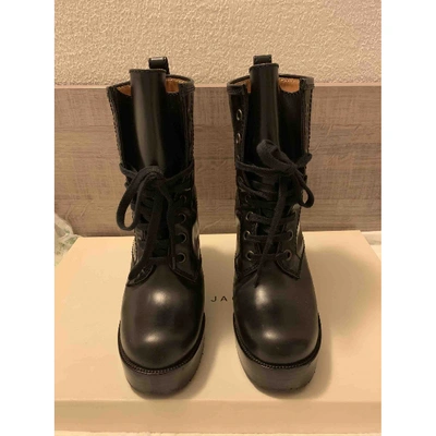 Pre-owned Marc Jacobs Leather Lace Up Boots In Black