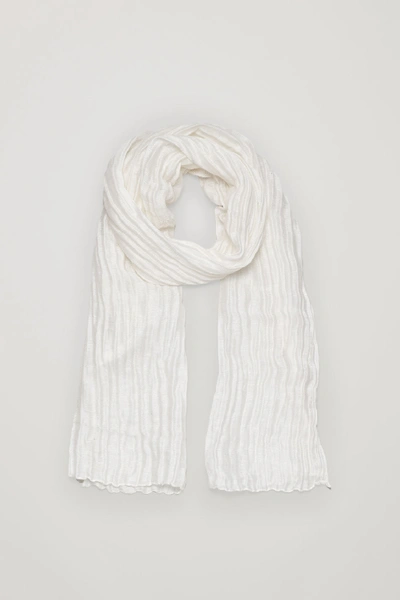 Shop Cos Wave Texture Linen Mix Scarf In White