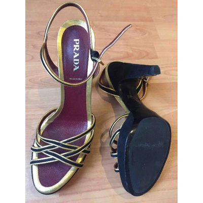 Pre-owned Prada Sandals In Gold