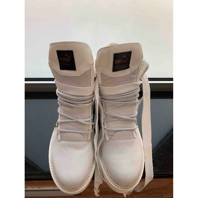 Pre-owned Fenty X Puma Biker Boots In White