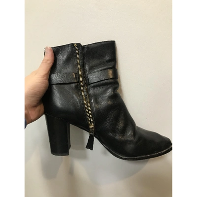 Pre-owned Aerin Leather Biker Boots In Black