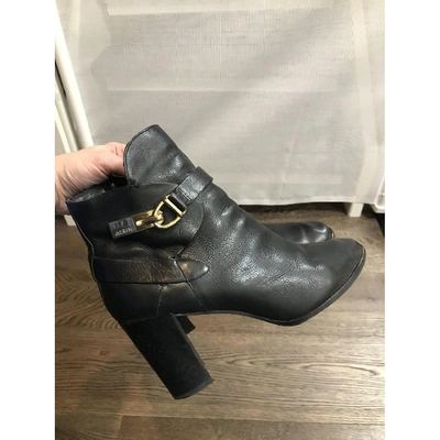 Pre-owned Aerin Leather Biker Boots In Black