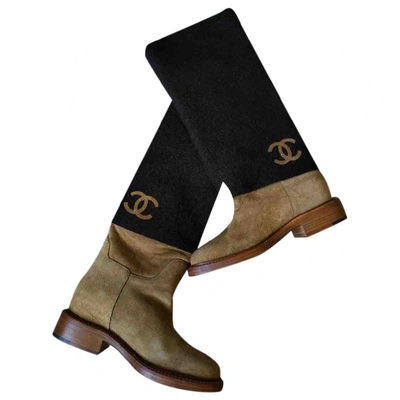 Pre-owned Chanel Beige Suede Boots