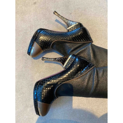 Pre-owned Versace Black Water Snake Boots