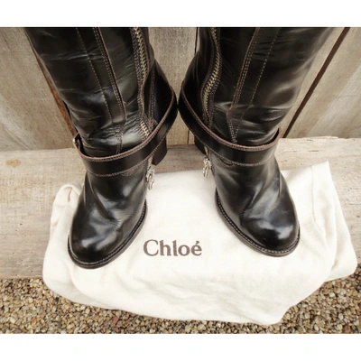 Pre-owned Chloé Patent Leather Boots In Black