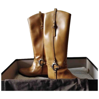 Pre-owned Gucci Camel Leather Boots